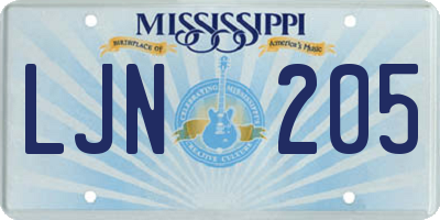 MS license plate LJN205