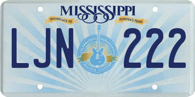 MS license plate LJN222