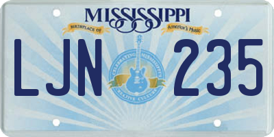 MS license plate LJN235