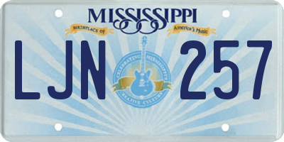 MS license plate LJN257