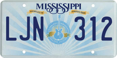 MS license plate LJN312