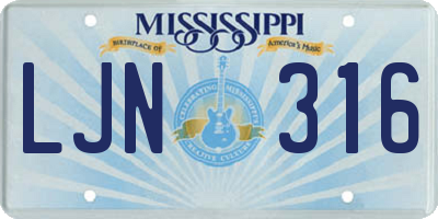 MS license plate LJN316