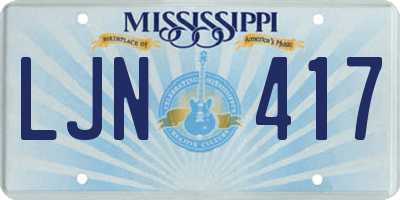 MS license plate LJN417