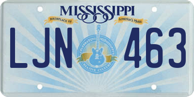 MS license plate LJN463