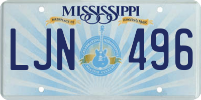 MS license plate LJN496