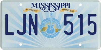MS license plate LJN515