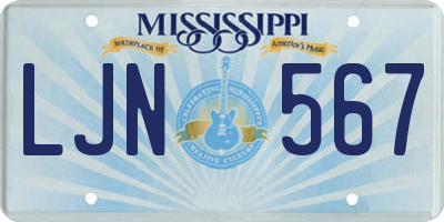 MS license plate LJN567