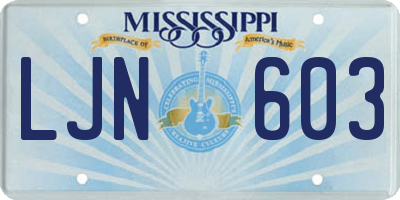 MS license plate LJN603