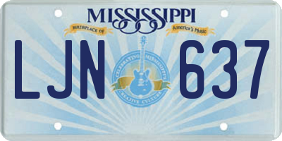 MS license plate LJN637