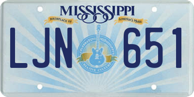 MS license plate LJN651