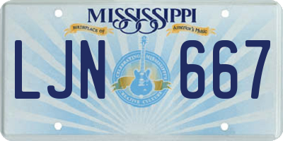 MS license plate LJN667