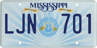 MS license plate LJN701