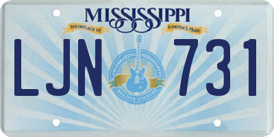 MS license plate LJN731