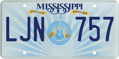 MS license plate LJN757
