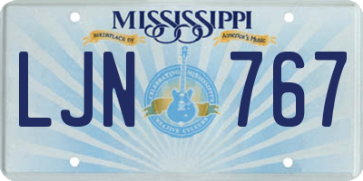 MS license plate LJN767