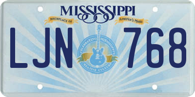 MS license plate LJN768