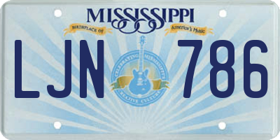 MS license plate LJN786