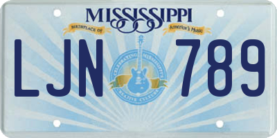 MS license plate LJN789