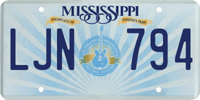 MS license plate LJN794