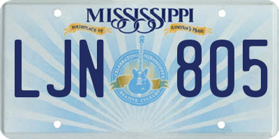 MS license plate LJN805