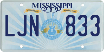MS license plate LJN833