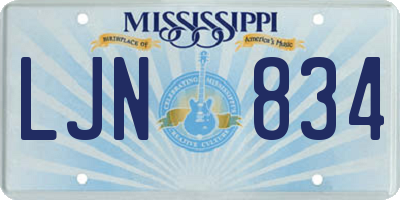 MS license plate LJN834