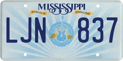 MS license plate LJN837