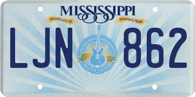 MS license plate LJN862