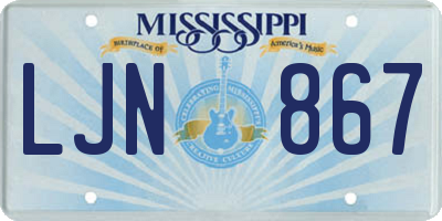 MS license plate LJN867