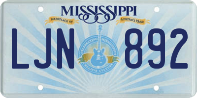 MS license plate LJN892