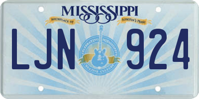MS license plate LJN924