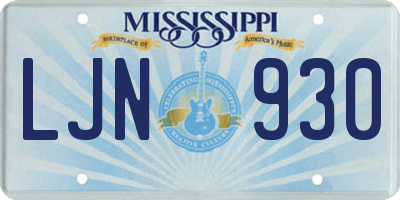MS license plate LJN930