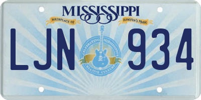 MS license plate LJN934