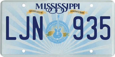 MS license plate LJN935