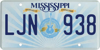 MS license plate LJN938