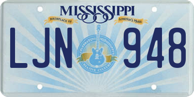 MS license plate LJN948