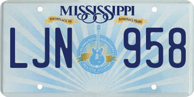 MS license plate LJN958