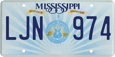 MS license plate LJN974