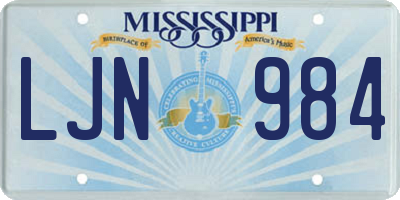 MS license plate LJN984