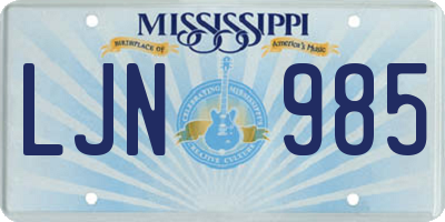MS license plate LJN985