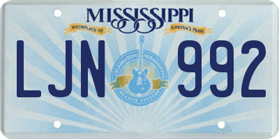 MS license plate LJN992
