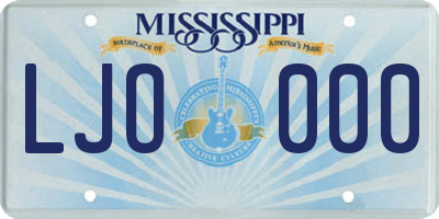 MS license plate LJO000