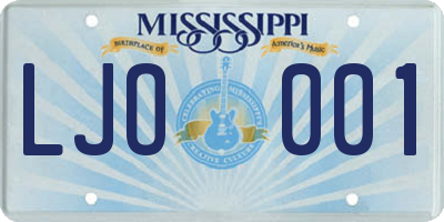 MS license plate LJO001