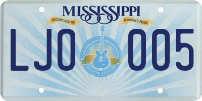 MS license plate LJO005