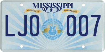 MS license plate LJO007