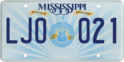 MS license plate LJO021
