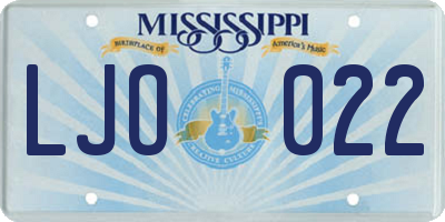 MS license plate LJO022