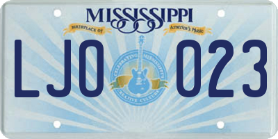 MS license plate LJO023