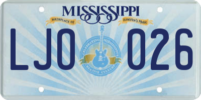 MS license plate LJO026