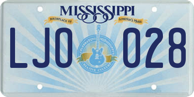 MS license plate LJO028